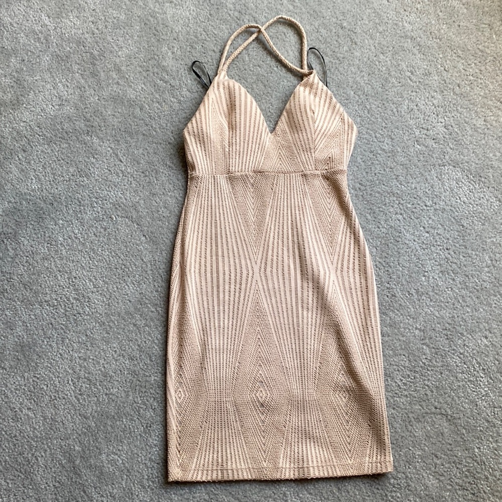 Cross back pink mini dress